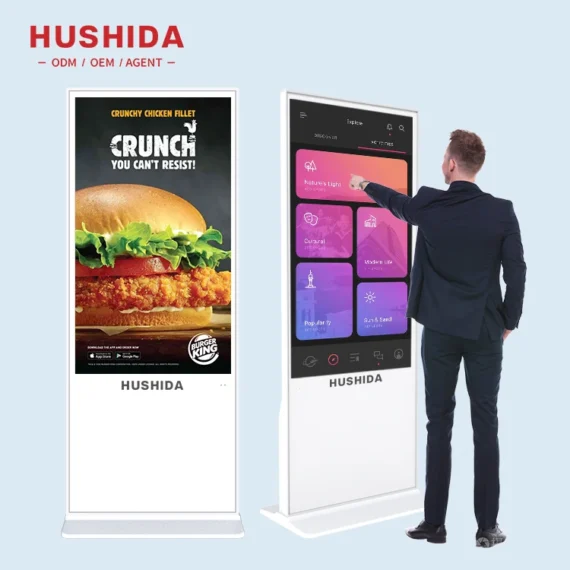 32 43 50 55 inch Indoor Cheap information kiosk restaurant indoor 4k tv smart portable lcd advertising digital signage with usb