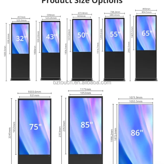 32 43 50 55 inch Indoor Cheap information kiosk restaurant indoor 4k tv smart portable lcd advertising digital signage with usb